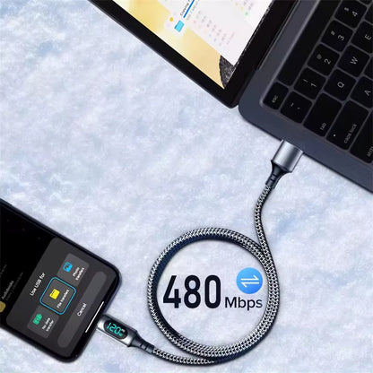Experience Lightning-Fast Charging with Our 6A 120W USB A to Type C Super Fast Charge Cable - Perfect for Xiaomi, POCO, and Samsung Devices with LED Digital Display!